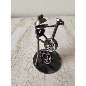 Kalifano frog‎ banjo band musical figurine metal art sculpture statue unique